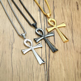 Vnox Religion Egyptian Ankh Crucifix Necklaces Stainless Steel Symbol of Life Cross Pendants Prayer Gifts Jewelry - La réserve de Gaïa