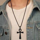 Vnox Religion Egyptian Ankh Crucifix Necklaces Stainless Steel Symbol of Life Cross Pendants Prayer Gifts Jewelry - La réserve de Gaïa