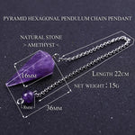 15x35mm Natural Healing Crystal Stone Reiki Pyramid Hexagonal Black Obsidian Pendulum Chain Pendant For Men Women Jewelry - La réserve de Gaïa Fr