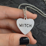 Support Custom Witch necklace Heart Engraved Gothic Witchcraft Wiccan Halloween Goth jewelry Women Necklace Gift for witches - La Réserve de Gaïa