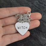 Support Custom Witch necklace Heart Engraved Gothic Witchcraft Wiccan Halloween Goth jewelry Women Necklace Gift for witches - La Réserve de Gaïa