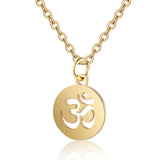 2019 316L Stainless Steel OM Symbol Pendant Necklace Gold Steel Tone OM Yoga Long Chain Necklace Jewelry for Women Men Jewelry - La Réserve de Gaïa