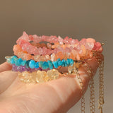 Irregular Chipped Gravel Beads Natural Gem Stone Bracelet Amethysts Citrines Garnets Rose Crystal Quartz Bracelet Healing Femme - La réserve de Gaïa