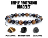 Bracelet Protecteur en Hématite, Obsidienne noire et Oeil de tigre - La réserve de Gaïa